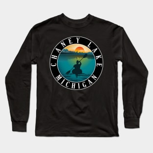 Chaney Lake Kayaking Michigan Sunset Long Sleeve T-Shirt